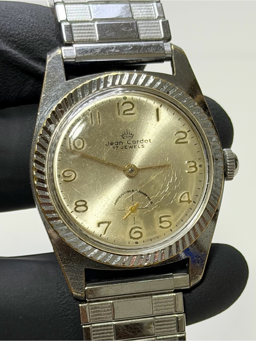 1960’s Jean Cardot 124.160 Mechanical 17-J Silver-Tone Men’s 34mm Vintage Watch